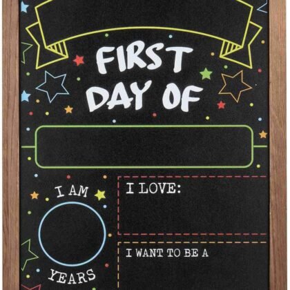 First Day Last Day of School Chalkboard Double Sided Sign with Frame - 14" x 10"