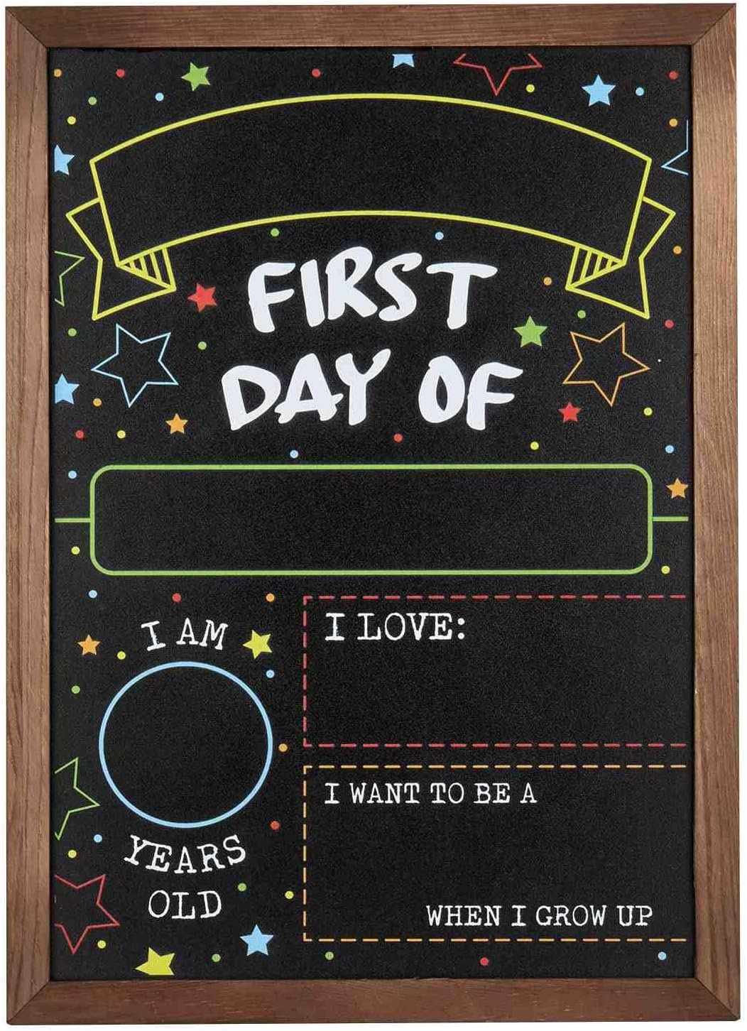 First Day Last Day of School Chalkboard Double Sided Sign with Frame - 14" x 10"