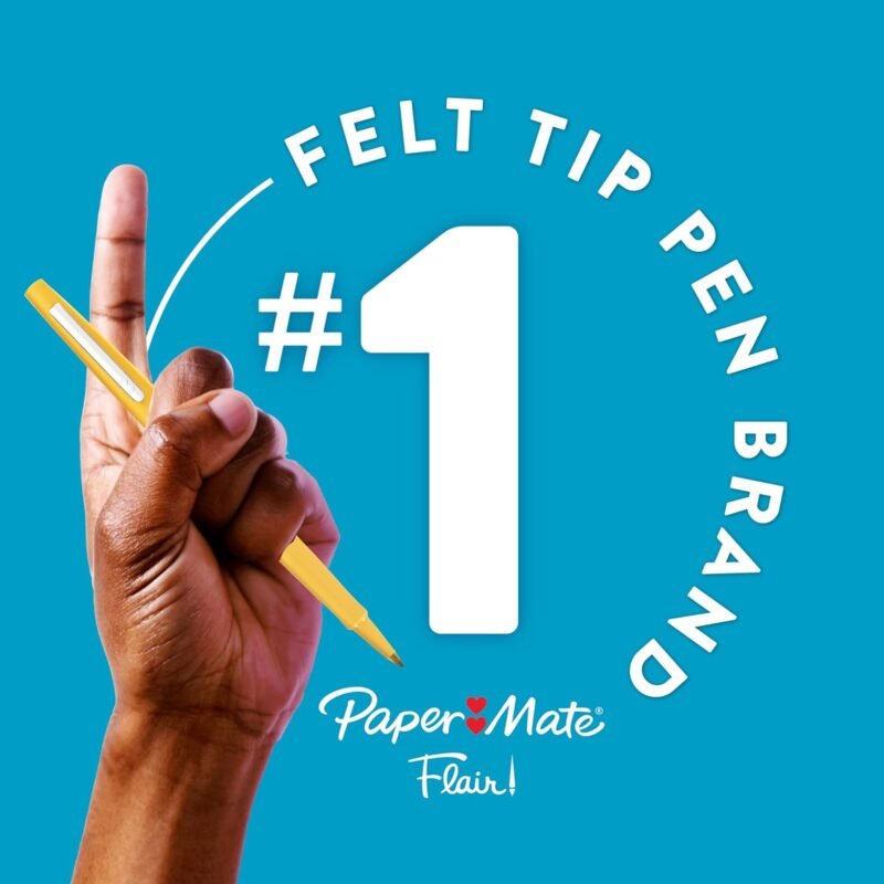 Paper Mate Flair Felt Tip Pens, Medium Point (0.7mm), Black, 12 Count - Image 6