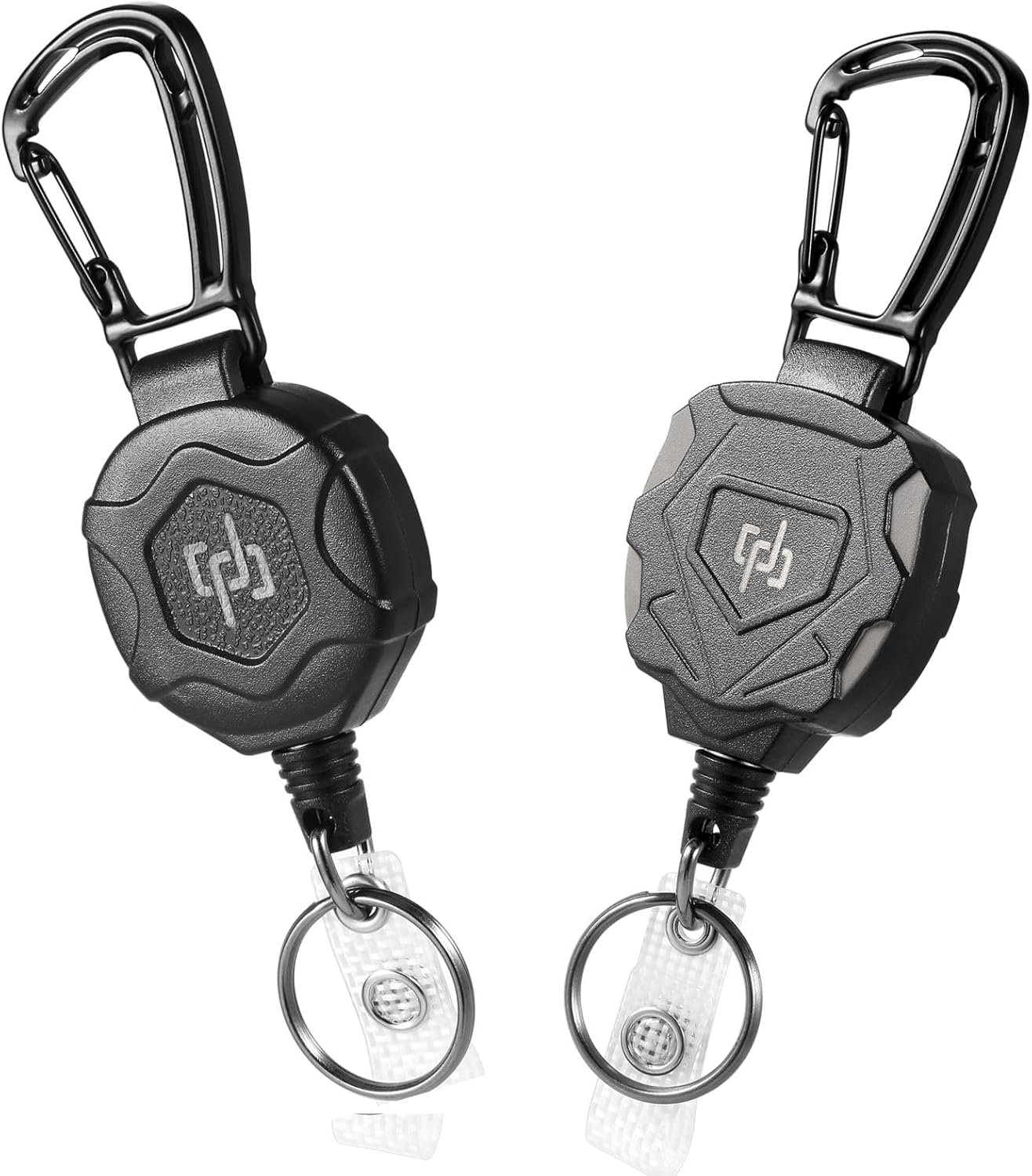 2 Pack Retractable Keychain Heavy Duty Carabiner Badge Holder, Tactical ID Badge Reel with 32” Steel Retractable Cord, 8.0 OZ
