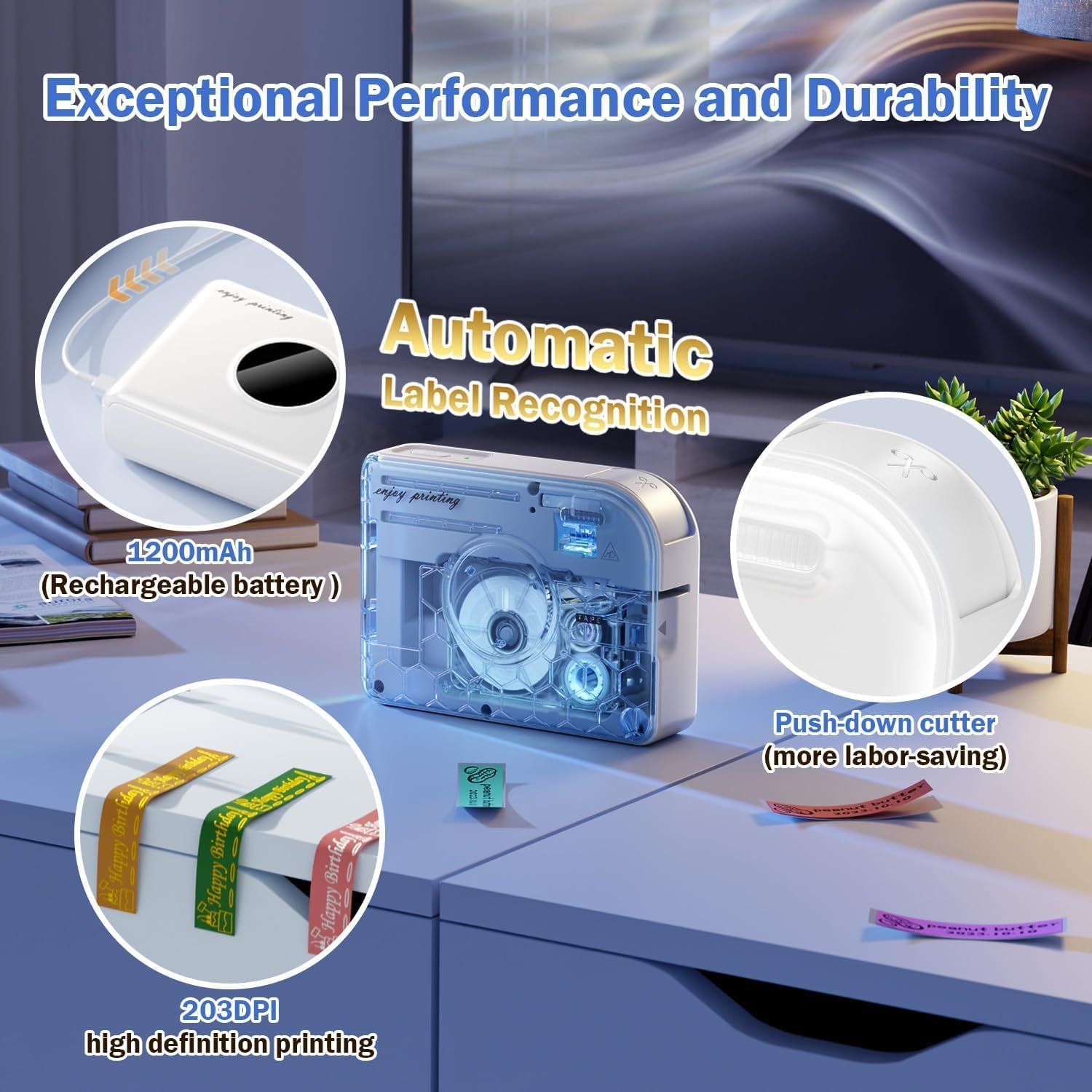 Phomemo A30 Label Maker, Mini Bluetooth Portable Rechargeable Label Maker Machine in/Out Door Use Without Fade Sticker for Home Office Small Business School, Works with Tablet, Phone & PC - Image 3