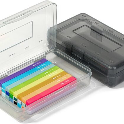 Mr. Pen- Clear Pencil Boxes, 2 Pack, Black/Gray, Snap-Tight Lid, Plastic Pencil Box Organizer, 7.9"x4.5"x2.4"