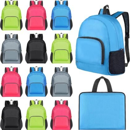 LEIFIDE 15 Pcs Backpack in Bulk 17 Inch Lightweight Foldable Student School Outdoor Travel Book Bag Assorted Colors(Light Gray,Green,Black,Rose Red,Blue,No Pattern)