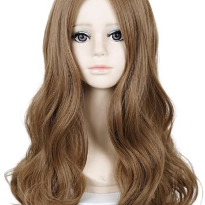 M3gan Wigs for Kids Girls Long Curly Brown Creepy Doll Costume Wave Wig for Toddler Child Halloween Party Daily