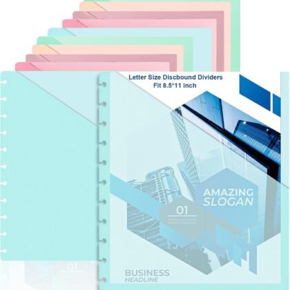 10 Pcs Discbound Letter Size Planner with 9.3 * 11inch Dividers and Pockets - 11 Disc Planner Folder Binder