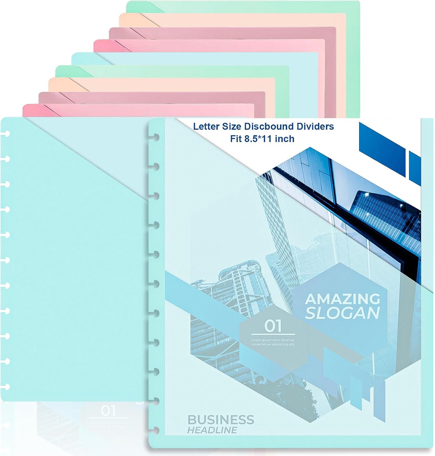 10 Pcs Discbound Letter Size Planner with 9.3 * 11inch Dividers and Pockets - 11 Disc Planner Folder Binder