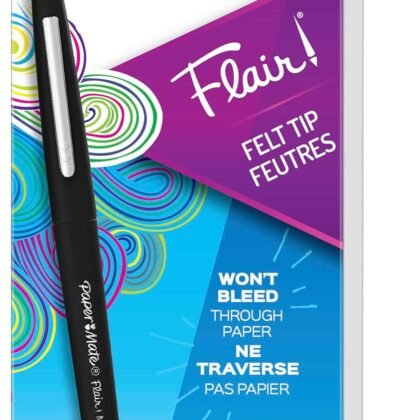 Paper Mate Flair Felt Tip Pens, Medium Point (0.7mm), Black, 12 Count