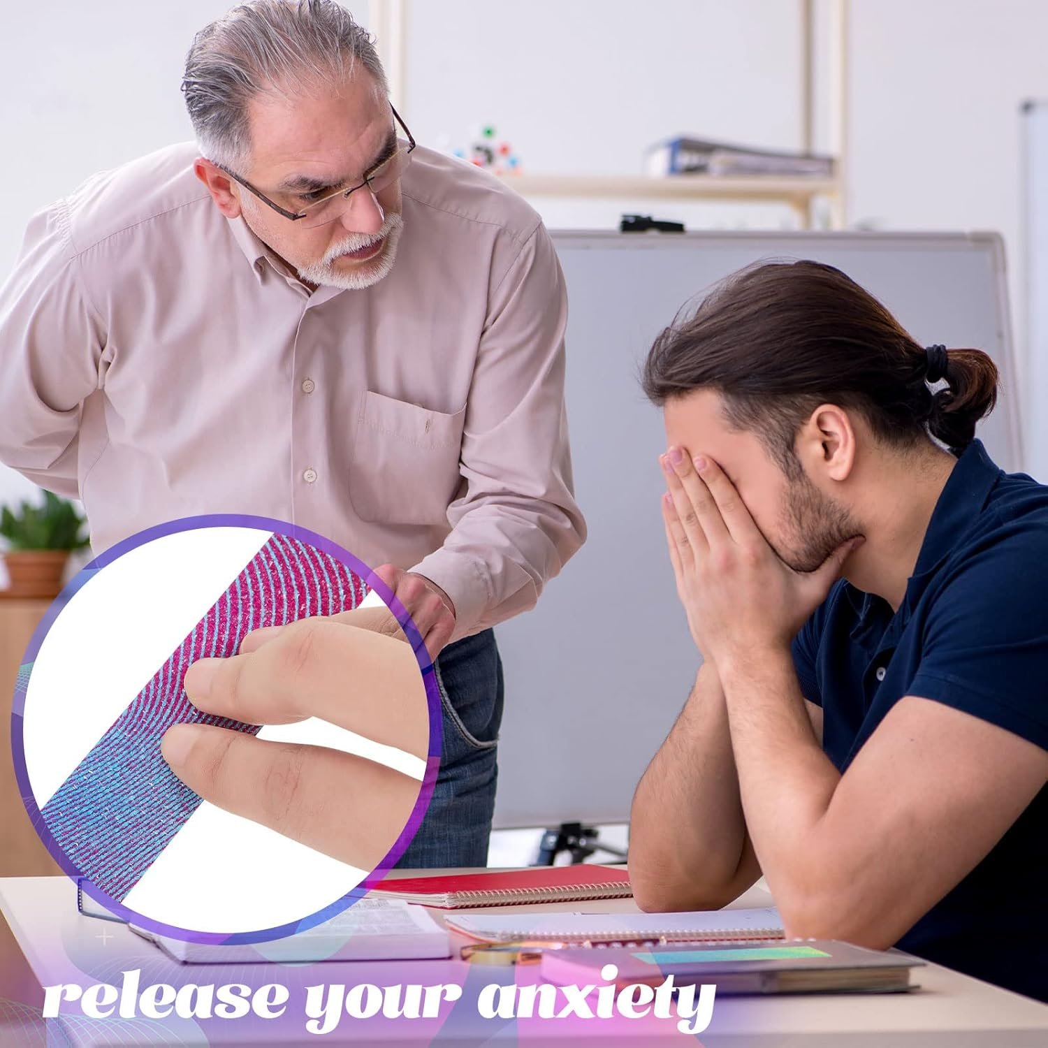 36 Pcs Anxiety Sensory Stickers Mental Health Stickers Fidget Textured Strips Toys Adhesive Tactile Calm Relief Items for Adults Desk School Counselor Classroom(Gradient Style) - Image 5