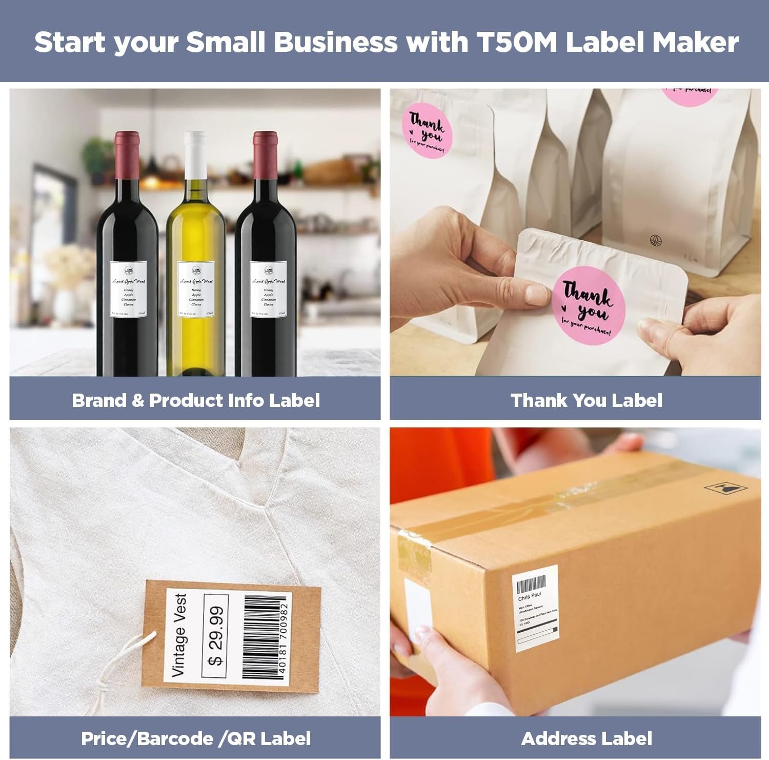 SUPVAN T50M Series Label Maker Tape, Black on Transparent 1.57" × 2.36" (50mm × 80mm) 95 Labels/Roll Genuine Laminated Thermal Label Tape Refill, Waterproof Oilproof Adhesive Auto Detect Labels - Image 7