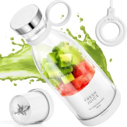 MIAOKE Portable Blender,Fashion Portable Blender for Shakes and Smoothies 11.8 Oz,Magnetic USB Fast Charging Mini Mixer Bottle,Take It for Traveling, Outdoor, Gym, Office, Cars, Gift -WH