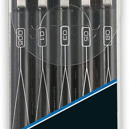 Prismacolor 14171 Premier Fine Line Illustration Markers, Assorted Fine Tips, Black, 5-Count