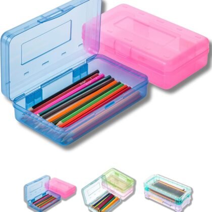 Mr. Pen- Pencil Box, 2 Pack, Assorted Colors, Plastic Hard Pencil Case, School Supply Crayon Small Storage Box, Back to School Supplies