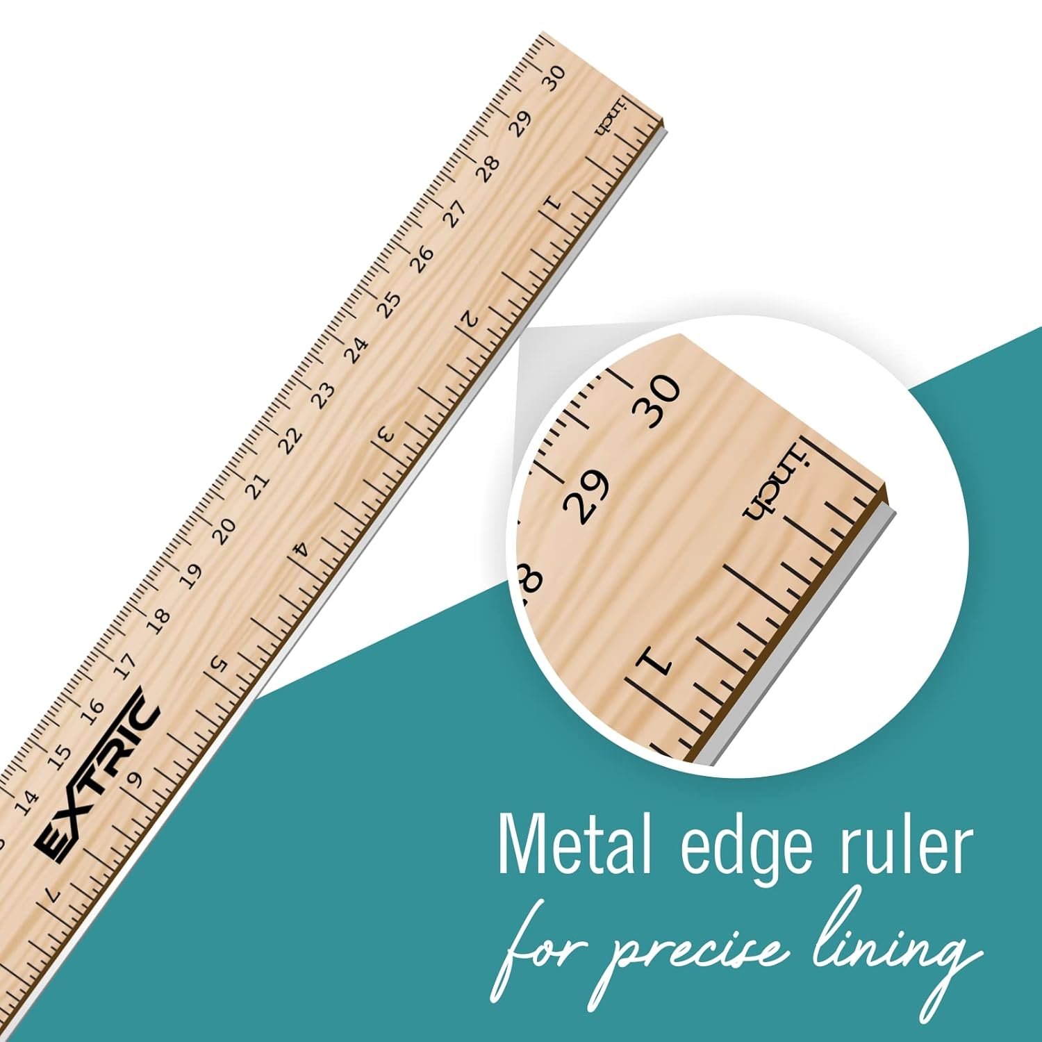 Rulers 4 Pack - Rulers 12 Inch, Wood Ruler with Metal Edge Great for School, Classroom, Home, and Office - Image 4