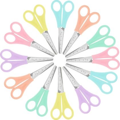 12 Pack Kids Safety Scissors with Blunt Tips - Non-Toxic Plastic Craft Scissors for Ages 3-12, Ergonomic Handles School Art Supplies (Multi-Color Set)
