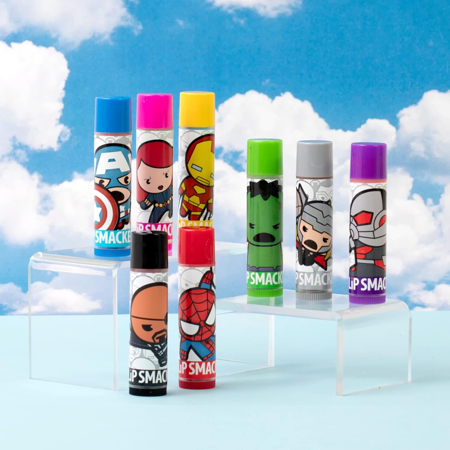 Lip Smacker Marvel Avenger Flavored Lip Balm Party Pack 8 Count, Super Hero, Spirderman, Iron Man, Captain America, Clear, For Kids - Image 5
