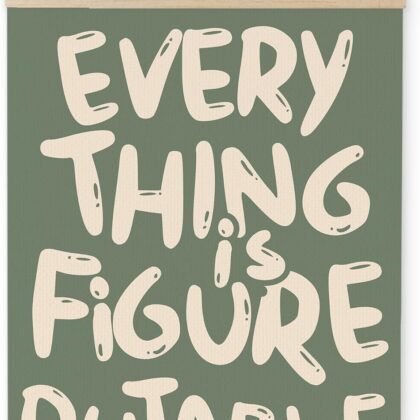 YQDEJ Everything is Figureoutable Inspirational Wall Art Poster Hanger Frame, Positive Affirmations Wall Decor, Motivational Wall Art for Home Office Classroom, 12x16 Inch