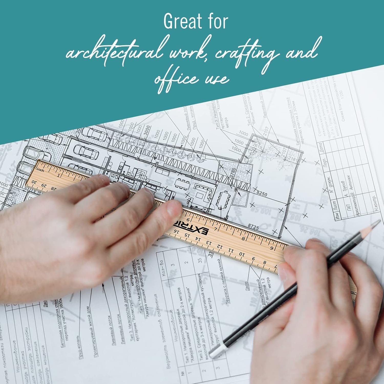 Rulers 4 Pack - Rulers 12 Inch, Wood Ruler with Metal Edge Great for School, Classroom, Home, and Office - Image 6