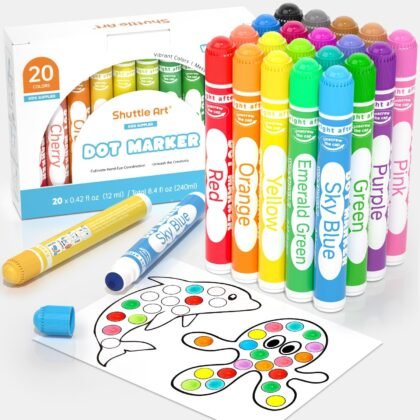 Shuttle Art Dot Markers, 20 Colors Washable Markers for Toddlers,Bingo Daubers Supplies Kids Preschool Children, Non Toxic Water-Based