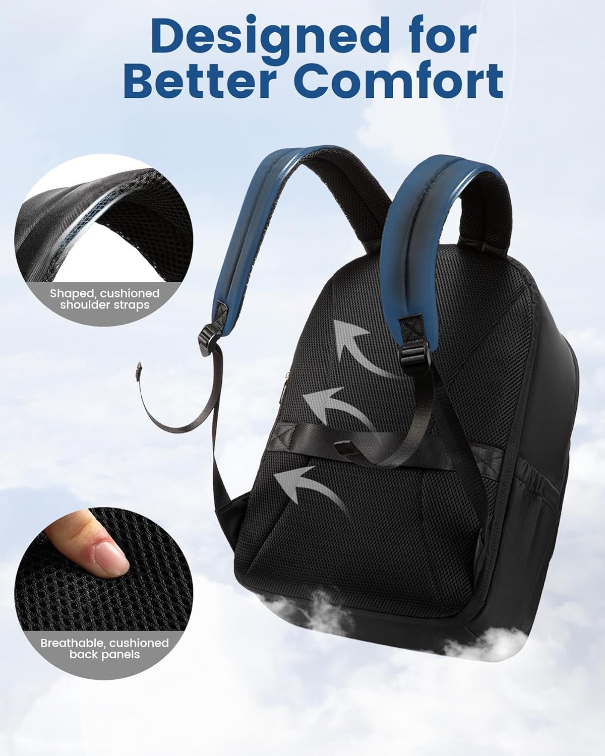 LOVEVOOK Laptop Backpack for Women, 15.6 Inch Work Backpack Purse, Large Capacity Stylish Daypack, Business Computer Bag, Travel Backpack for College, Black - Image 7