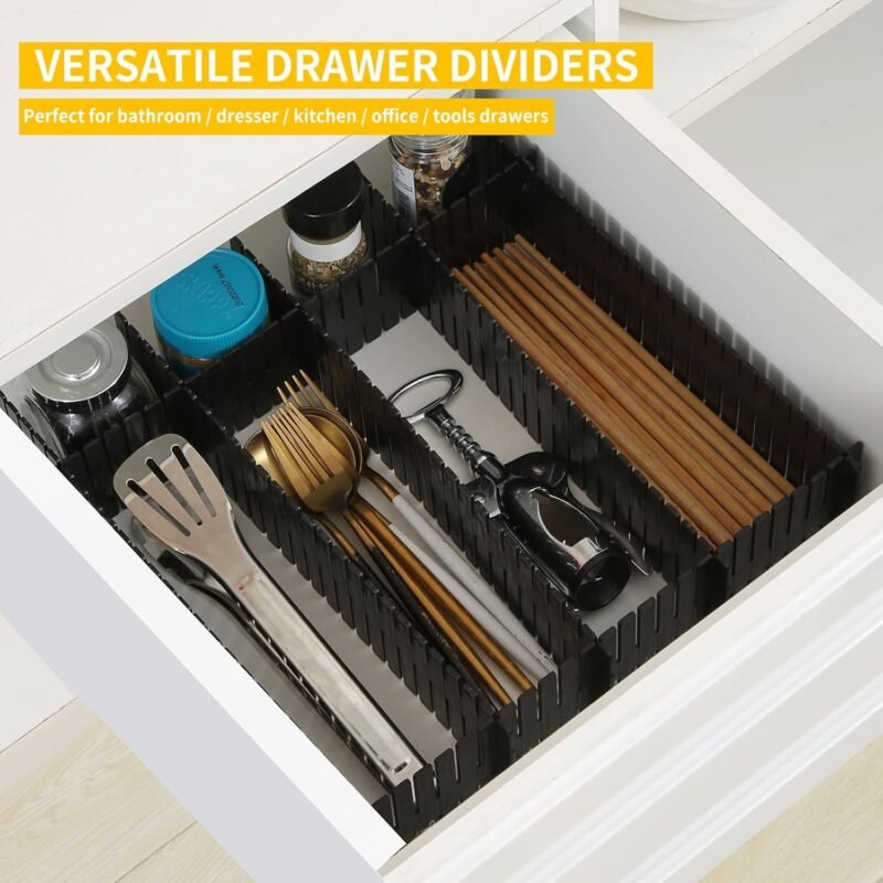 Qozary 42 Pack Adjustable Drawer Organizer Dividers for Socks, Underwear, Makeup, Kitchen, Dresser - Image 6