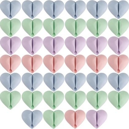 40 Pcs Cable Holder Cord Clips, Adhesive Wire Cord Holder Heart Cable Organizer Clips for Desk, Home, Office, Car, Nightstand (Pink Blue Green Purple)