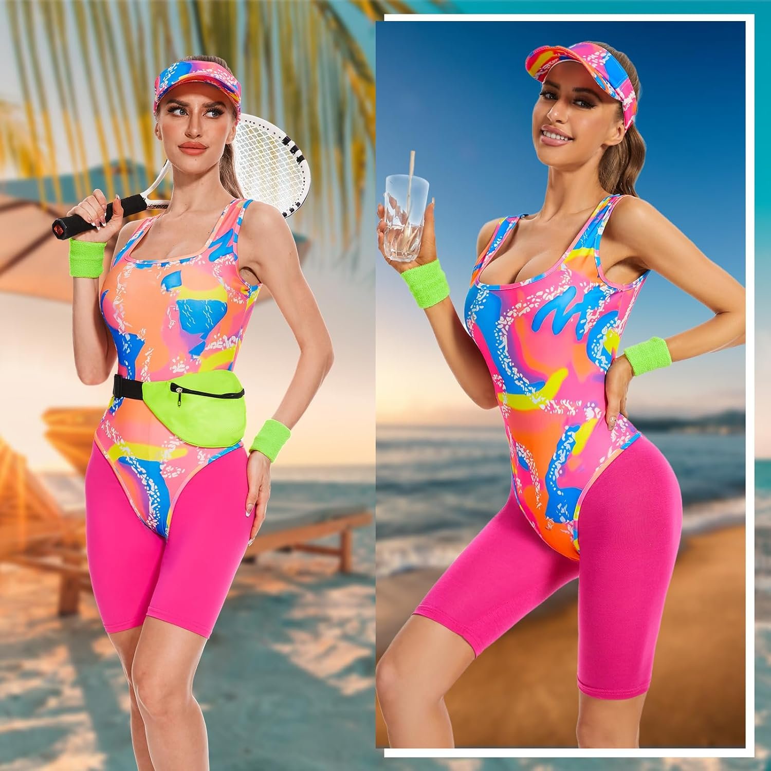 80s Workout Costume Halloween Cosplay Couples Outfits Swimwear Suit 80s 90s Workout Outfit Party Clothing for Women - Image 5