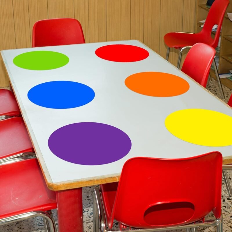 Ireer 12 Pcs Large 13'' Dry Erase Dots for Classroom Table Removable Circles Stickers Wall Whiteboard No Staining Spots for School Teacher Home Office Teaching Supplies(Rainbow Color) - Image 5