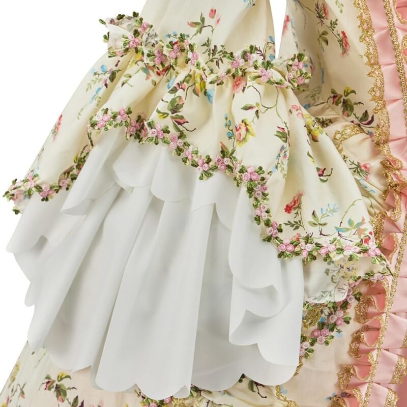 Willyacos French Queen Costume Marie Antoinette Dress Floral 18th Century Victorian Dress Women's Rococo Medieval Ball Gown - Image 5