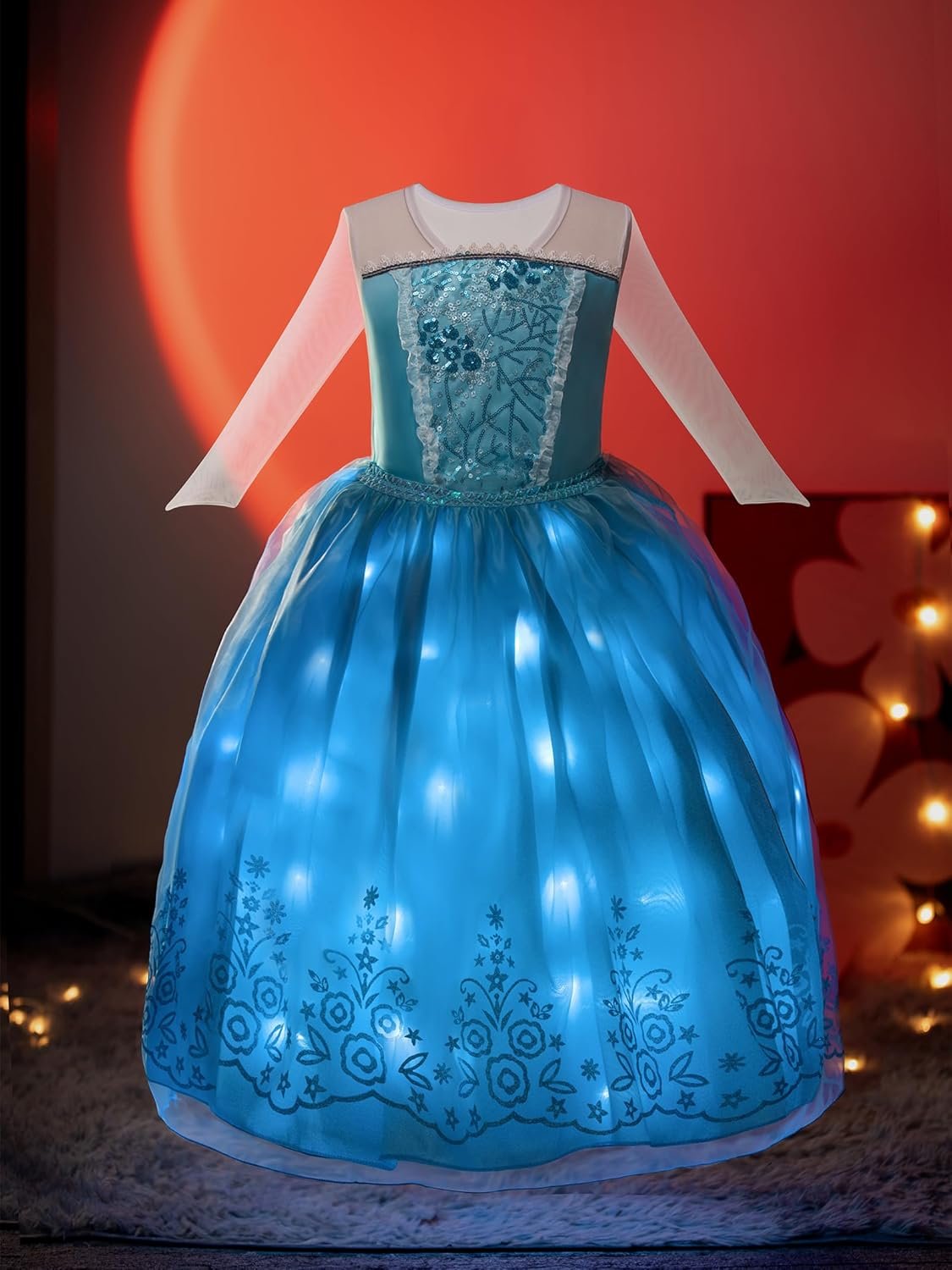 Light Up Princess Dress Girls Halloween Costume Christmas Costume Toddler Dressing Up for Bithday Party, Purple - Image 8