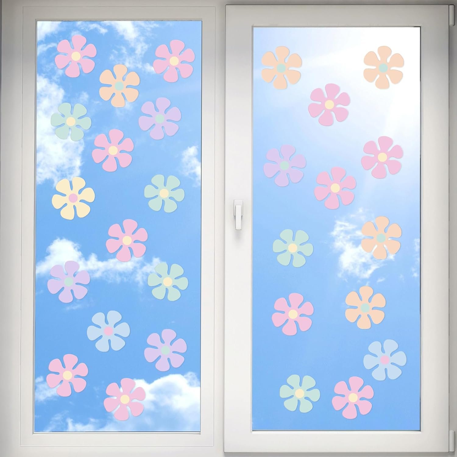 Henoyso 60 Pcs Groovy Party Decorations 70s Retro Flower Cutouts Daisy Decor Hippie Paper Cutouts for 60s 70s 80s One Two Groovy Birthday Party DIY Wall Office Home(Pastel Color,4.33 Inch) - Image 5