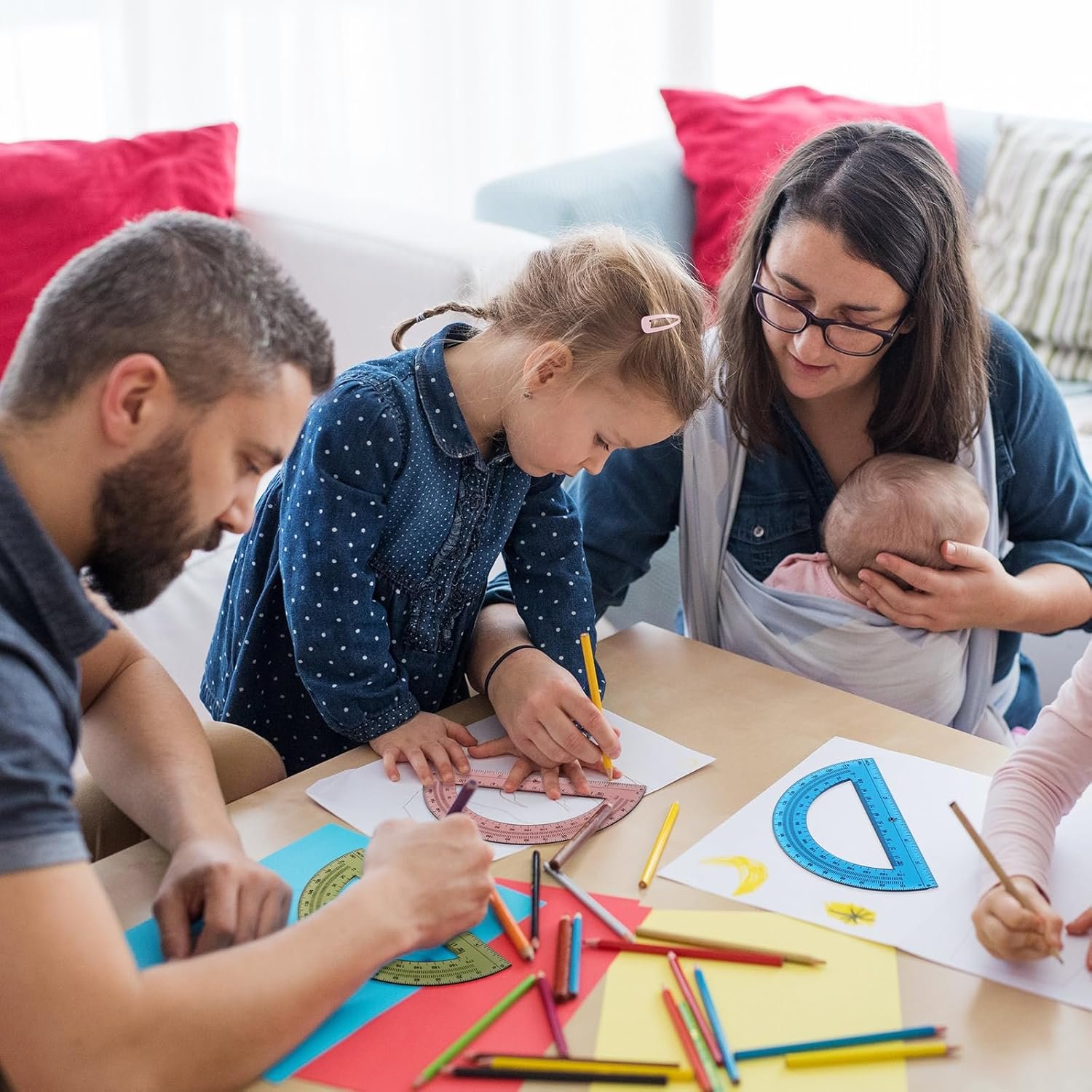 12 Pcs of Colorful Plastic Protractors 180 Degrees 6 Inches Mathematical Protractor Translucent Geometric for Learn Office Measurement Drawing - Image 6