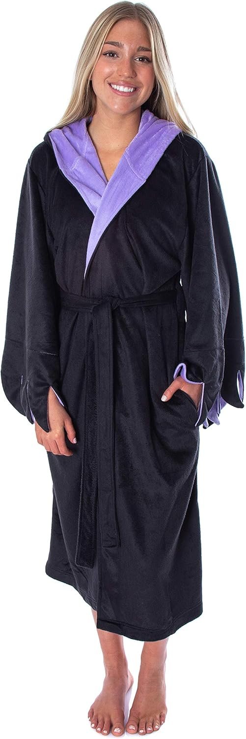 Disney Villains Women's Maleficent Costume Ultra-Soft Fleece Plush Hooded Robe Bathrobe - Image 5