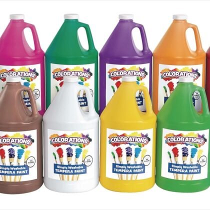 Colorations Washable Tempera Paint, Classroom Art Supplies, School Paints, Gallon Size, 12 Colors, Non Toxic, Bright Bold Color, Kids Paint, Craft, Hobby, Fun, Crafting Supply, Paint Set