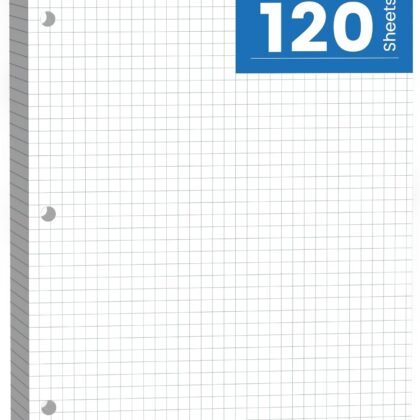 Graph Paper Loose Leaf, 120 Sheets Loose Leaf Paper, Binder Paper 8 x 10.5 in, 4x4 Quad Ruled Filler Papers Bulk 8 x 10-1/2 for Binder, 3-Hole Punched Graphing Pads for Engineering Sketching Notes