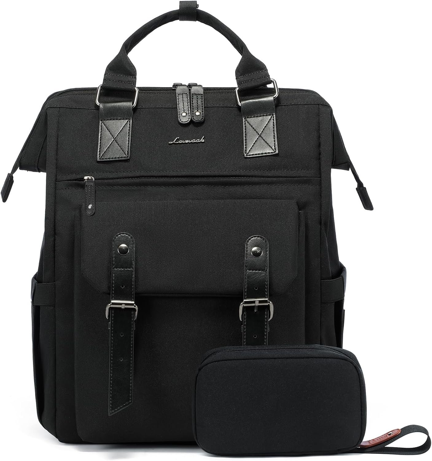 LOVEVOOK Laptop Backpack for Women, College School Backpack Student Bookbag, Teacher Work Bags Travel Backpack Purse, Business Computer Bag Commuter Nurse Bags, 15.6 Inch, Black