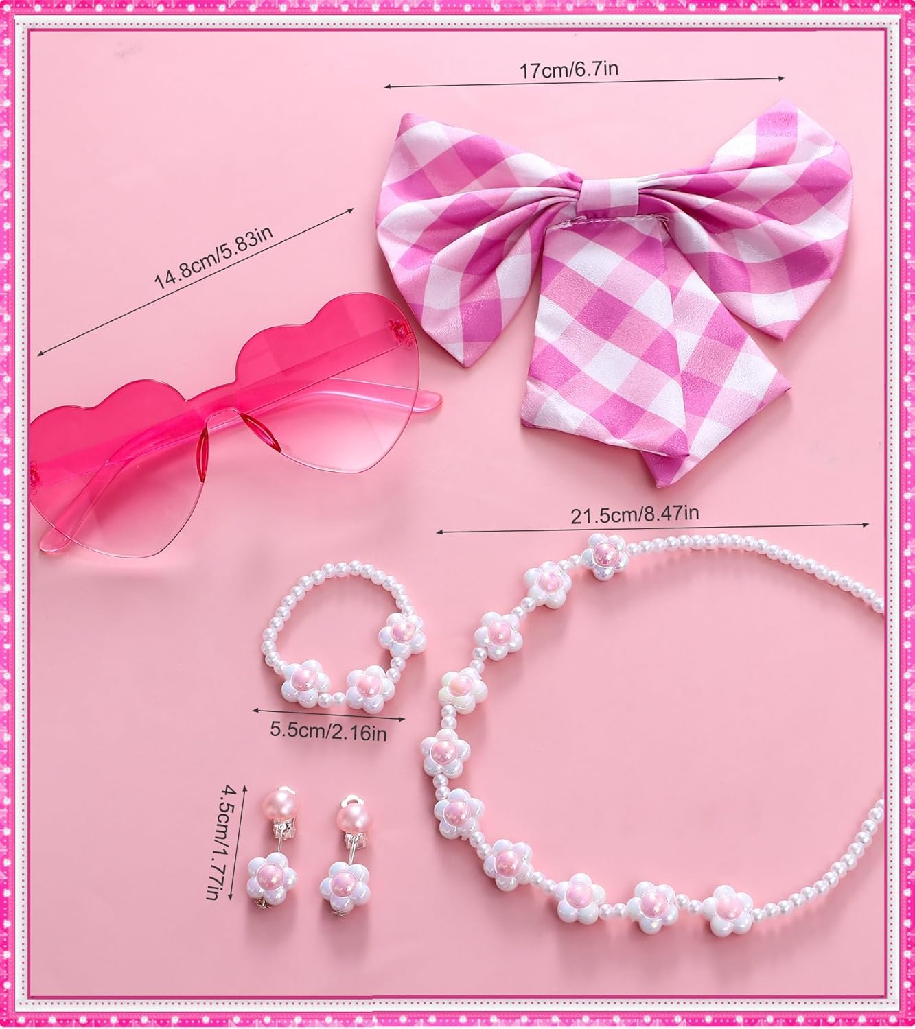 Golray 7pcs Girls Plaid Costume Dress Sweet Slip Dress with Accessories Movie Outfit Birthday Halloween Costume for Girls - Image 6