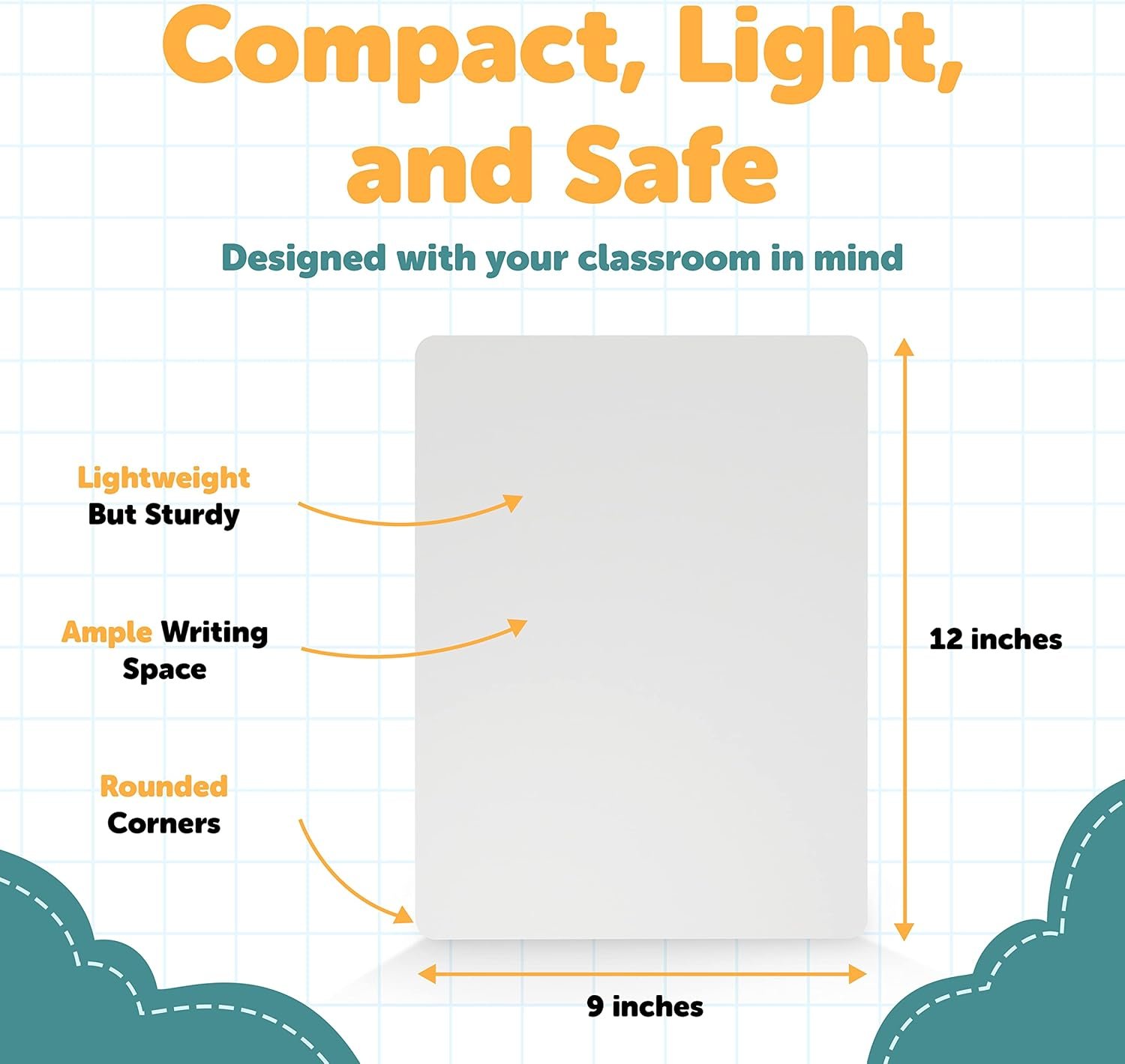 Dry Erase Lapboards - Pack of 48 Whiteboard Set - 9x12 - Student Single Sided - Improve Children's Classroom Learning with Reusable, Durable, Portable White Boards - Image 3