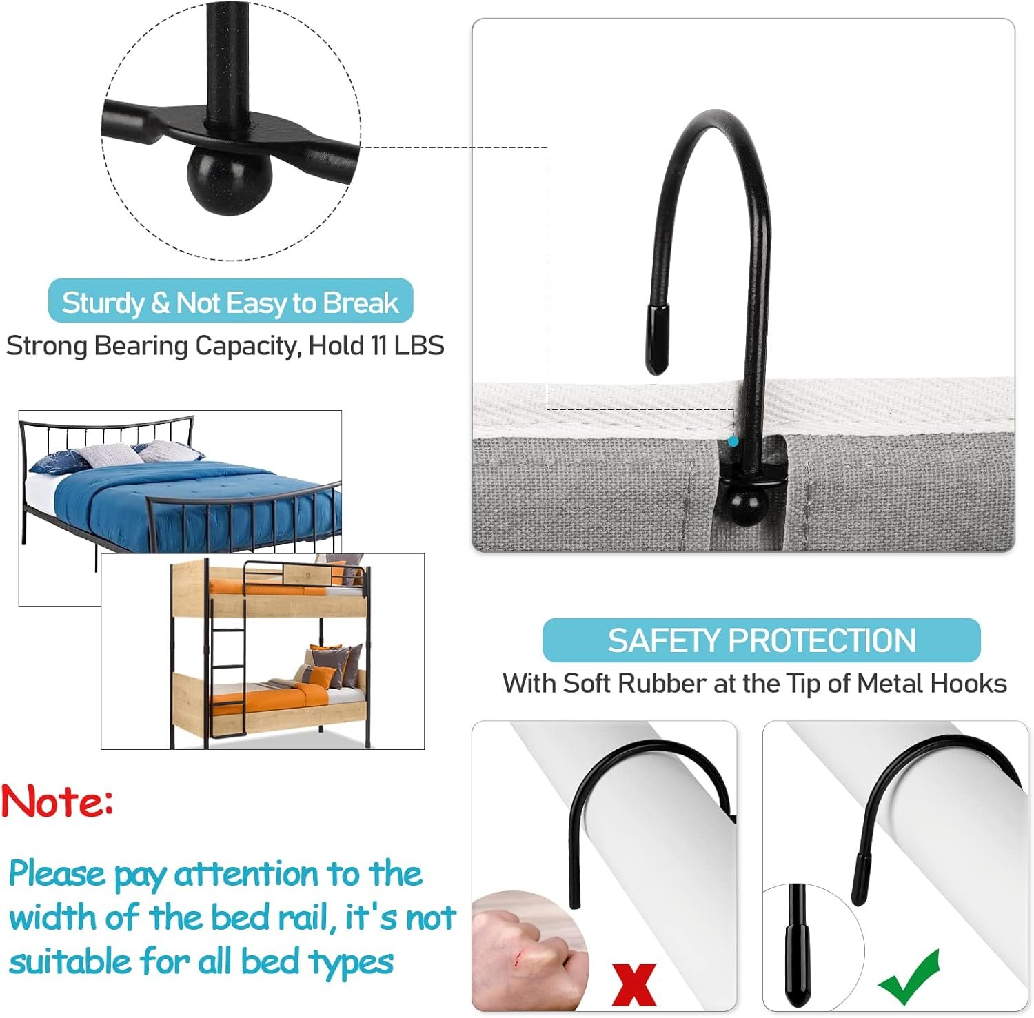 Loghot Bedside Caddy/Bedside Storage Bag Hanging Organizer for Bunk and Hospital Beds,Dorm Rooms Bed Rails,Can be Placed Glasses,Books,Mobile Phones,Keys (Grey) - Image 2