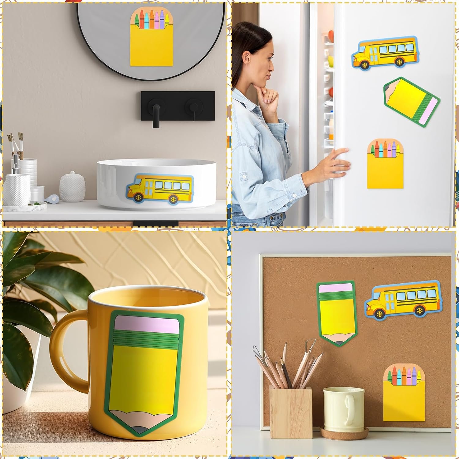 Eaasty 360 Sheets 5"x7" Large Teacher Sticky Notepads Pencil Crayon Box Bus Back to School Teacher Self-stick Note Gift Classroom Bulletin Board Decor Welcome First Day of School Writing Reminders - Image 8