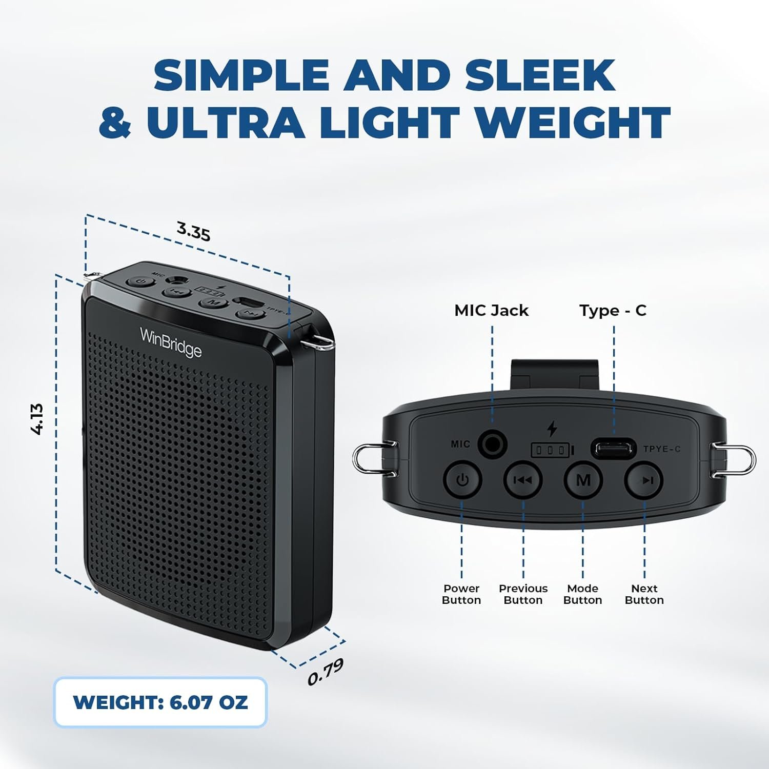 WinBridge Voice Amplifier with Portable Microphone, Teacher Microphone for Classroom,Tour Guide Speaker, Headset Mic for Group Instructor, Megaphone Mic, Clear Sound| No Feedback, WB008 2025 New - Image 4