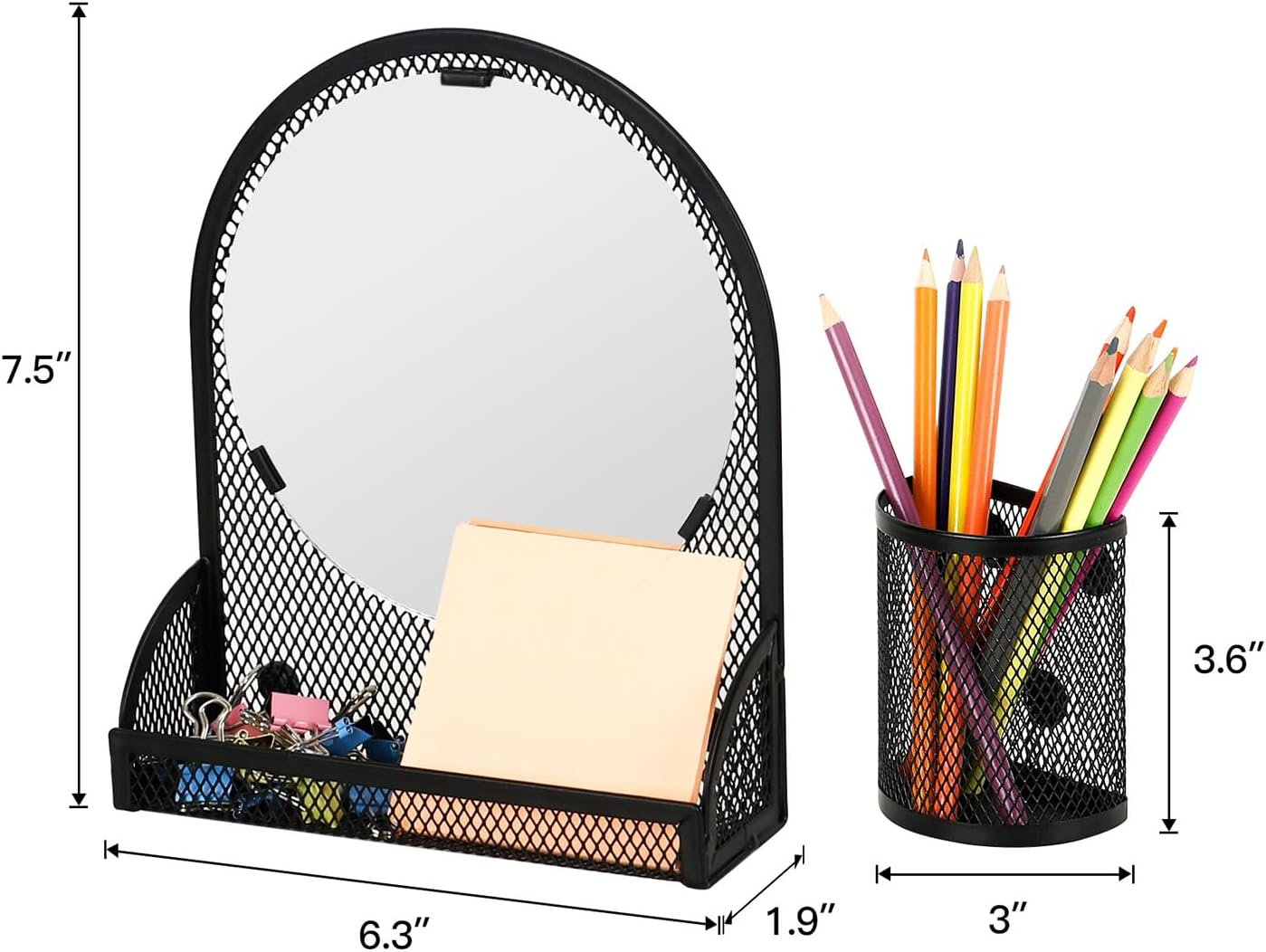 LUCYCAZ Magnetic Pen Holder - Locker Accessories, Black Mirror with 2 Magnetic Pencil Holders for Students, Locker Organizer for School, Home and Office, Back to School Essentials - Image 4