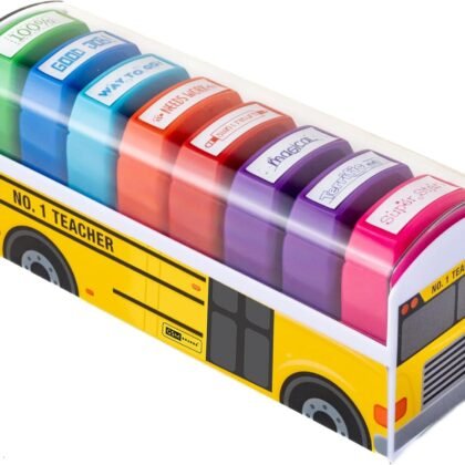 Teacher Stamps - Self Inking Motivational Encouraging and Colorful Set for School Classroom and Homeschool Setting (Set of 8)