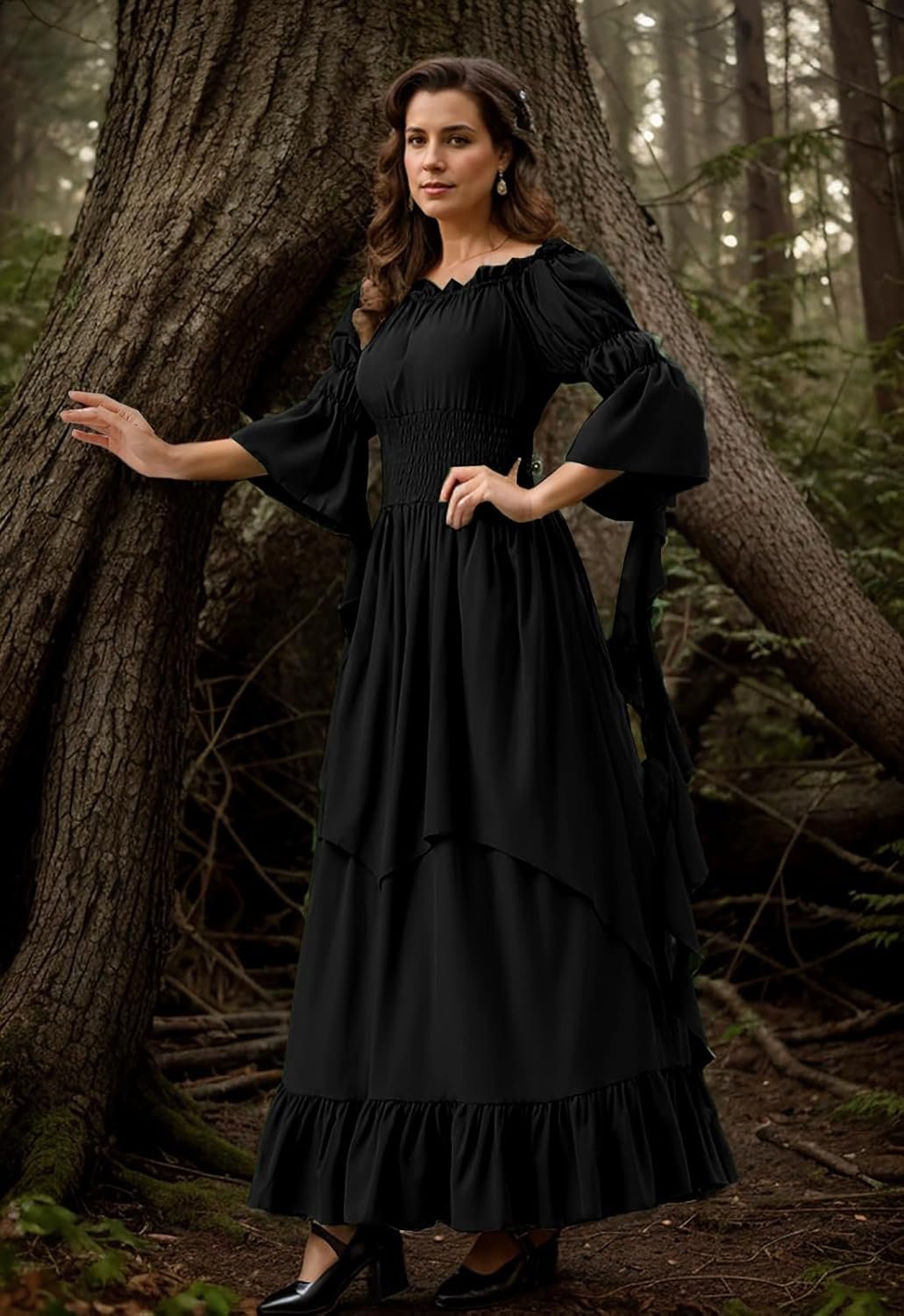 GOLDSTITCH Women's Victorian Dress Renaissance Medieval Costume Gothic Witch Dress for Women - Image 5