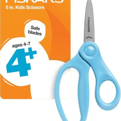 Fiskars 5" Pointed-Tip Scissors for Kids Ages 4-7, Scissors for School or Crafting, Back to School Supplies, Turquoise