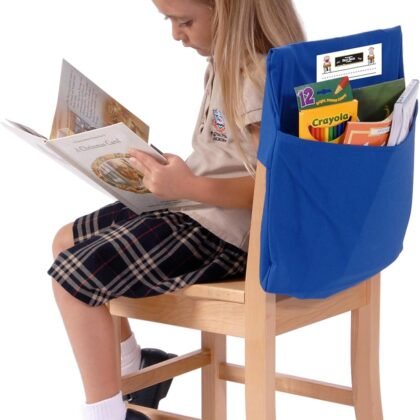 Seat Sack Small Chair Storage Pocket - 12 Inches, Blue - Organizer for Classroom Chairs, Durable and Spacious Chair Pocket for Storage and Organization