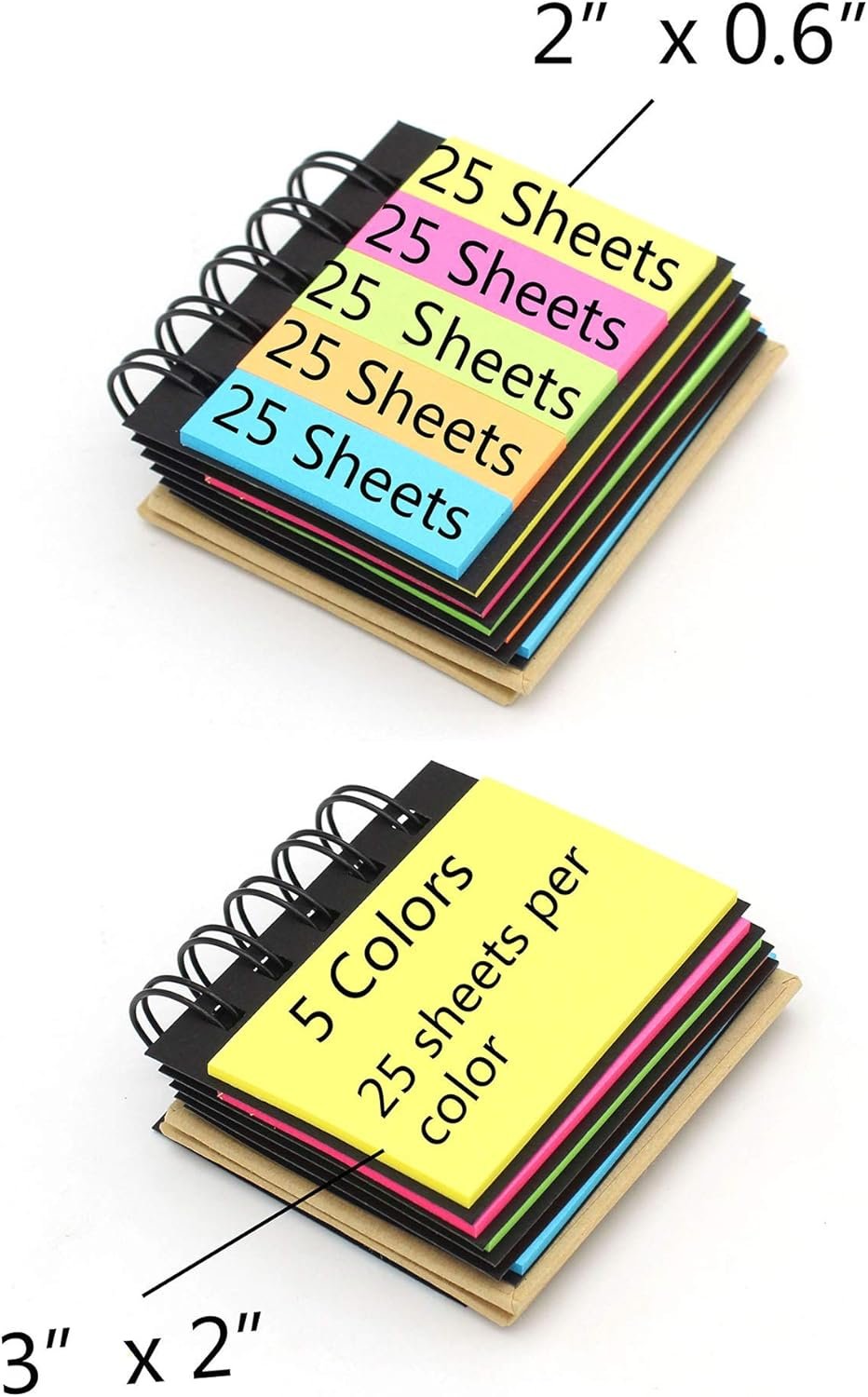 8 Packs of Portable Combination Sticky Notes, Spiral Notebook Self-Adhesive Notes, 3.3" x 3.2" x 0.9", 250 Sheets/Pack - Image 4