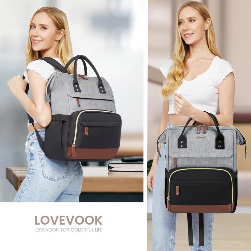 LOVEVOOK Laptop Backpack for Women, 15.6 Inch Work Business Backpacks Purse With Large Capacity, Waterproof Nurse Bag College Bookbag for School, Waterproof Casual Daypack for Travel - Image 6