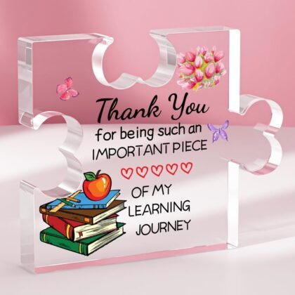 Funnli Teacher Gifts, Back to School Teacher Gifts, Teacher Appreciation Gifts Acrylic Plaque, Thank You Graduation Valentines Day Christmas Gifts for Women Teacher Classmate Study Partner Roommate