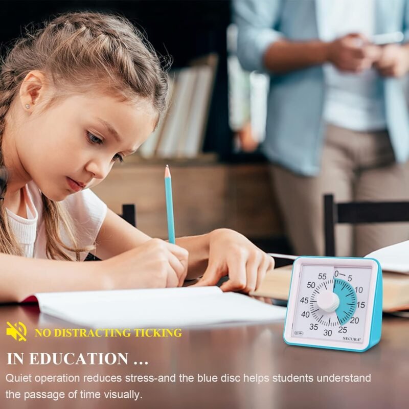 Secura 60-Minute Visual Timer, Classroom Timer, Countdown Timer for Kids and Adults, Time Management Tool for Teaching (Blue & Blue) - Image 4