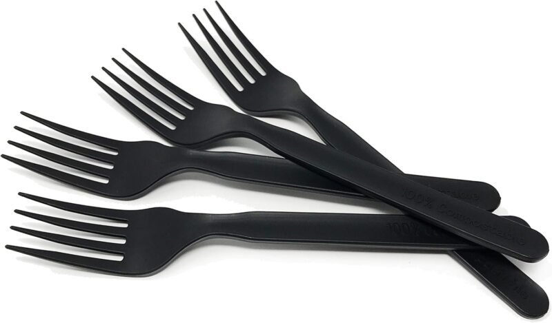 Compostable Heavyweight Disposable Forks - 100 Count CPLA Forks - Eco Friendly Compostable Forks Made from Cornstarch - Image 2